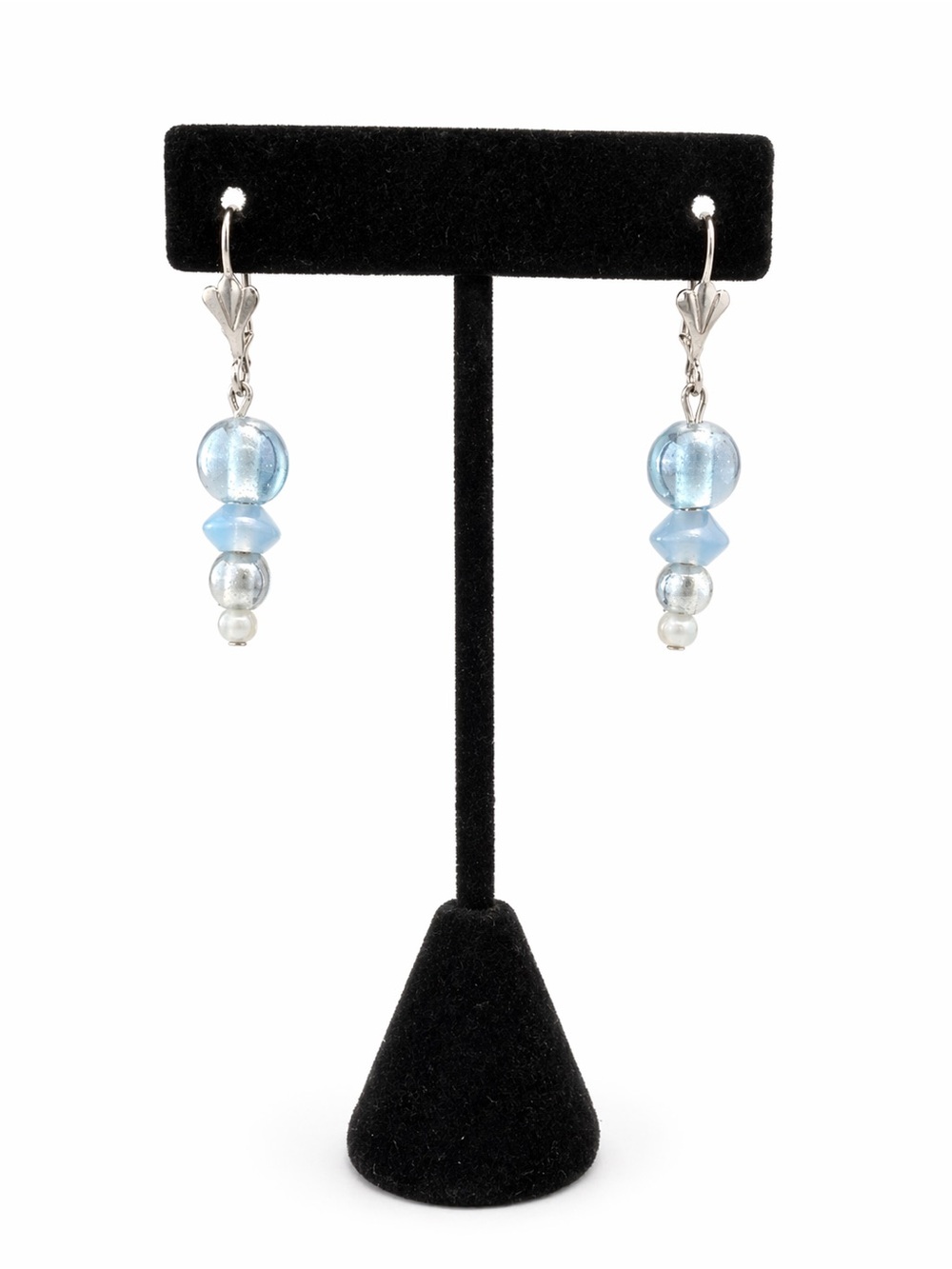 Light Blue Bead Dangle Earrings